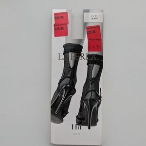 La Perla Black Fishnet Women's Socks Stockings Shoe Size 6.5-8 US